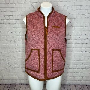 Simply Southern Maroon and Brown Quilted Vest with Fur Lining Size M